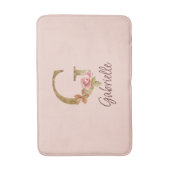 Individuelle Name Letter G Gold Foil Rose Rose Ros Badematte (Vorderseite Vertikal)