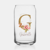Individuelle Name Letter G Gold Foil Rose Rose Ros Dosenglas (Rückseite)