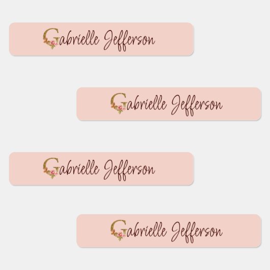 Individuelle Name Letter G Gold Foil Rose Rose Ros Etiketten (Gruppe)