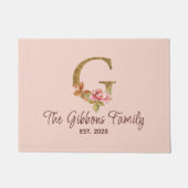 Individuelle Name Letter G Gold Foil Rose Rose Ros Fußmatte (Vorderseite)