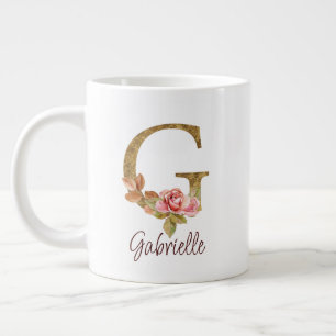Individuelle Name Letter G Gold Foil Rose Rose Ros Jumbo-Tasse