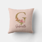 Individuelle Name Letter G Gold Foil Rose Rose Ros Kissen (Rückseite)