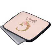 Individuelle Name Letter G Gold Foil Rose Rose Ros Laptopschutzhülle (Vorne Knopf)