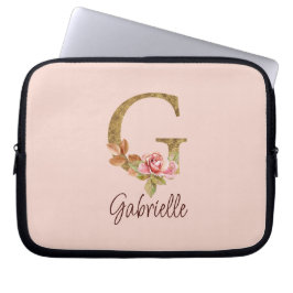 Individuelle Name Letter G Gold Foil Rose Rose Ros Laptopschutzhülle