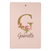 Individuelle Name Letter G Gold Foil Rose Rose Ros Mini Klemmbrett (Rückseite)