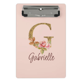 Individuelle Name Letter G Gold Foil Rose Rose Ros Mini Klemmbrett