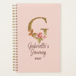 Individuelle Name Letter G Gold Foil Rose Rose Ros Planer