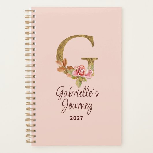 Individuelle Name Letter G Gold Foil Rose Rose Ros Planer (Vorderseite)