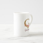 Individuelle Name Letter G Gold Foil Rose Rose Ros Porzellantasse (Vorderseite Rechts)