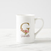 Individuelle Name Letter G Gold Foil Rose Rose Ros Porzellantasse (Rechts)
