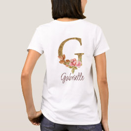Individuelle Name Letter G Gold Foil Rose Rose Ros T-Shirt