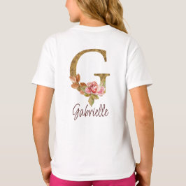 Individuelle Name Letter G Gold Foil Rose Rose Ros T-Shirt