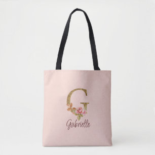 Individuelle Name Letter G Gold Foil Rose Rose Ros Tasche