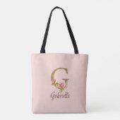 Individuelle Name Letter G Gold Foil Rose Rose Ros Tasche (Rückseite)
