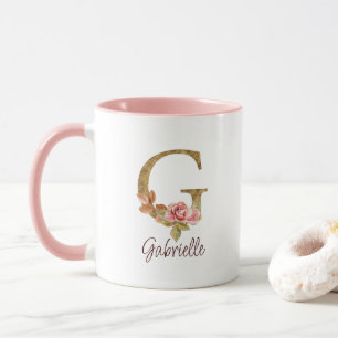 Individuelle Name Letter G Gold Foil Rose Rose Ros Tasse