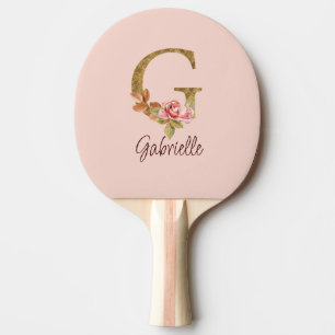 Individuelle Name Letter G Gold Foil Rose Rose Ros Tischtennis Schläger