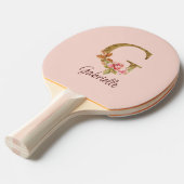 Individuelle Name Letter G Gold Foil Rose Rose Ros Tischtennis Schläger (Vorderseite)