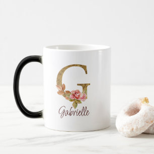Individuelle Name Letter G Gold Foil Rose Rose Ros Verwandlungstasse