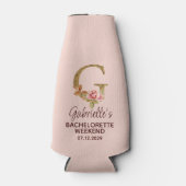 Individuelle Name Letter G Gold Rosa Roses Flaschenkühler (Vorderseite)