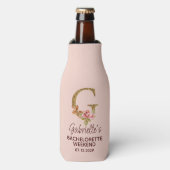 Individuelle Name Letter G Gold Rosa Roses Flaschenkühler (Flaschenvorderseite)
