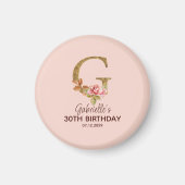 Individuelle Name Letter G Gold Rosa Roses Magnet (Vorne)