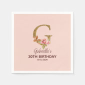 Individuelle Name Letter G Gold Rosa Roses Serviette (Vorderseite)