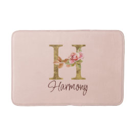 Individuelle Name Letter H Gold Foil Rose Rose Ros Badematte