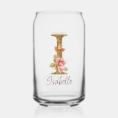 Individuelle Name Letter H Gold Foil Rose Rose Ros Dosenglas (Rückseite)