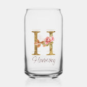 Individuelle Name Letter H Gold Foil Rose Rose Ros Dosenglas (Vorderseite)
