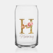 Individuelle Name Letter H Gold Foil Rose Rose Ros Dosenglas (Rückseite)
