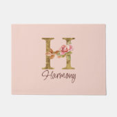 Individuelle Name Letter H Gold Foil Rose Rose Ros Fußmatte (Vorderseite)