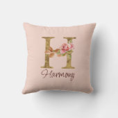 Individuelle Name Letter H Gold Foil Rose Rose Ros Kissen (Rückseite)