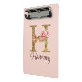 Individuelle Name Letter H Gold Foil Rose Rose Ros Mini Klemmbrett (Gewinkelt2)