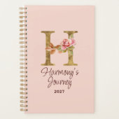 Individuelle Name Letter H Gold Foil Rose Rose Ros Planer (Vorderseite)