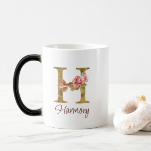 Individuelle Name Letter H Gold Foil Rose Rose Ros Verwandlungstasse