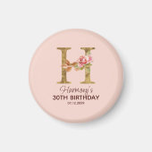 Individuelle Name Letter H Gold Rosa Rosen Magnet (Vorne)