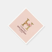 Individuelle Name Letter H Gold Rosa Rosen Serviette (Ecke)