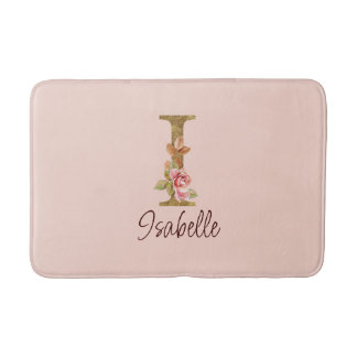 Individuelle Name Letter I Gold Foil Roses Rosa Ro Badematte