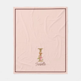 Individuelle Name Letter I Gold Foil Roses Rosa Ro Fleecedecke