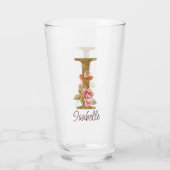 Individuelle Name Letter I Gold Foil Roses Rosa Ro Glas (Rückseite)
