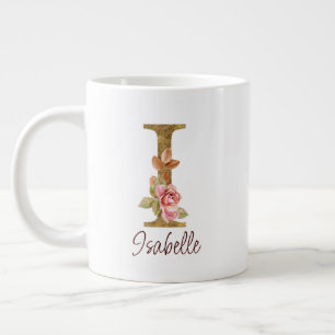 Individuelle Name Letter I Gold Foil Roses Rosa Ro Jumbo-Tasse