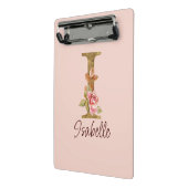 Individuelle Name Letter I Gold Foil Roses Rosa Ro Mini Klemmbrett (Gewinkelt2)