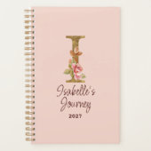 Individuelle Name Letter I Gold Foil Roses Rosa Ro Planer (Vorderseite)