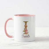 Individuelle Name Letter I Gold Foil Roses Rosa Ro Tasse (Links)