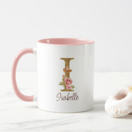 Individuelle Name Letter I Gold Foil Roses Rosa Ro Tasse