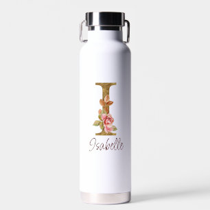 Individuelle Name Letter I Gold Foil Roses Rosa Ro Trinkflasche