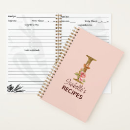 Individuelle Name Letter I Gold Rosa Rosen Rezept Notizblock