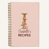 Individuelle Name Letter I Gold Rosa Rosen Rezept Notizblock (Vorderseite)