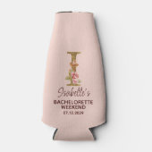 Individuelle Name Letter I Gold Rosa Roses Flaschenkühler (Vorderseite)