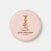 Individuelle Name Letter I Gold Rosa Roses Magnet (Vorne)